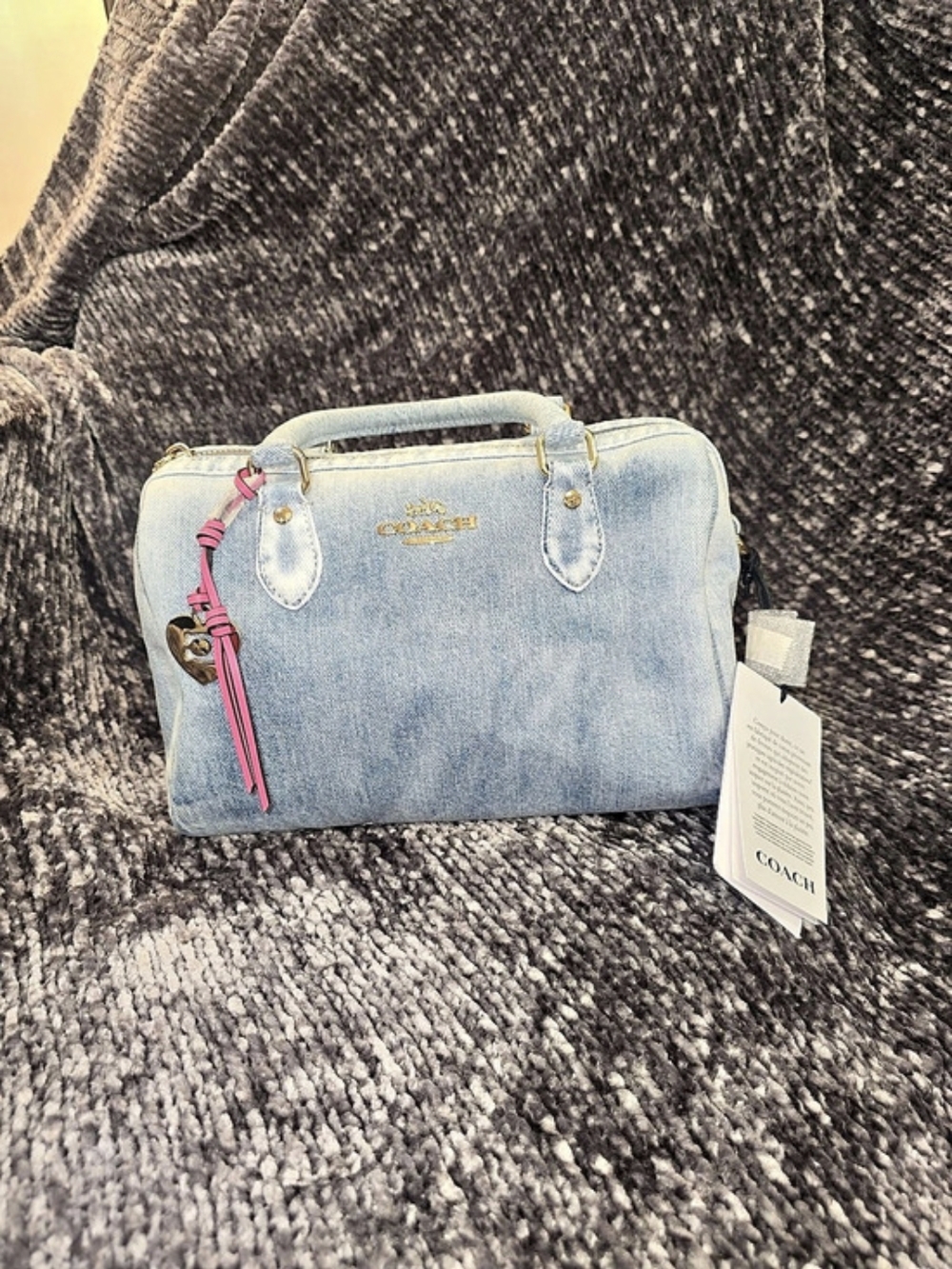 Coach Rowan Satchel Bag In Loved Denim Blue